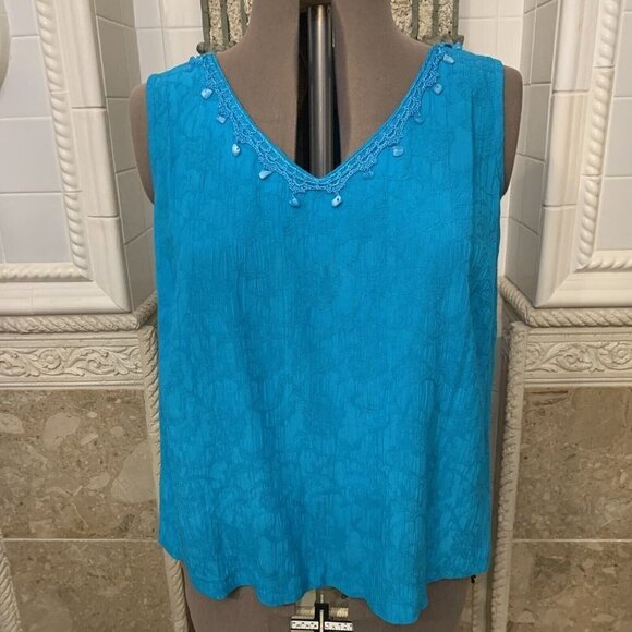 K Woman. Sz 16W. Rayon 2 piece Set w/ Crochet Lace Edging. Short Sleeve. B57 - Picture 4 of 7